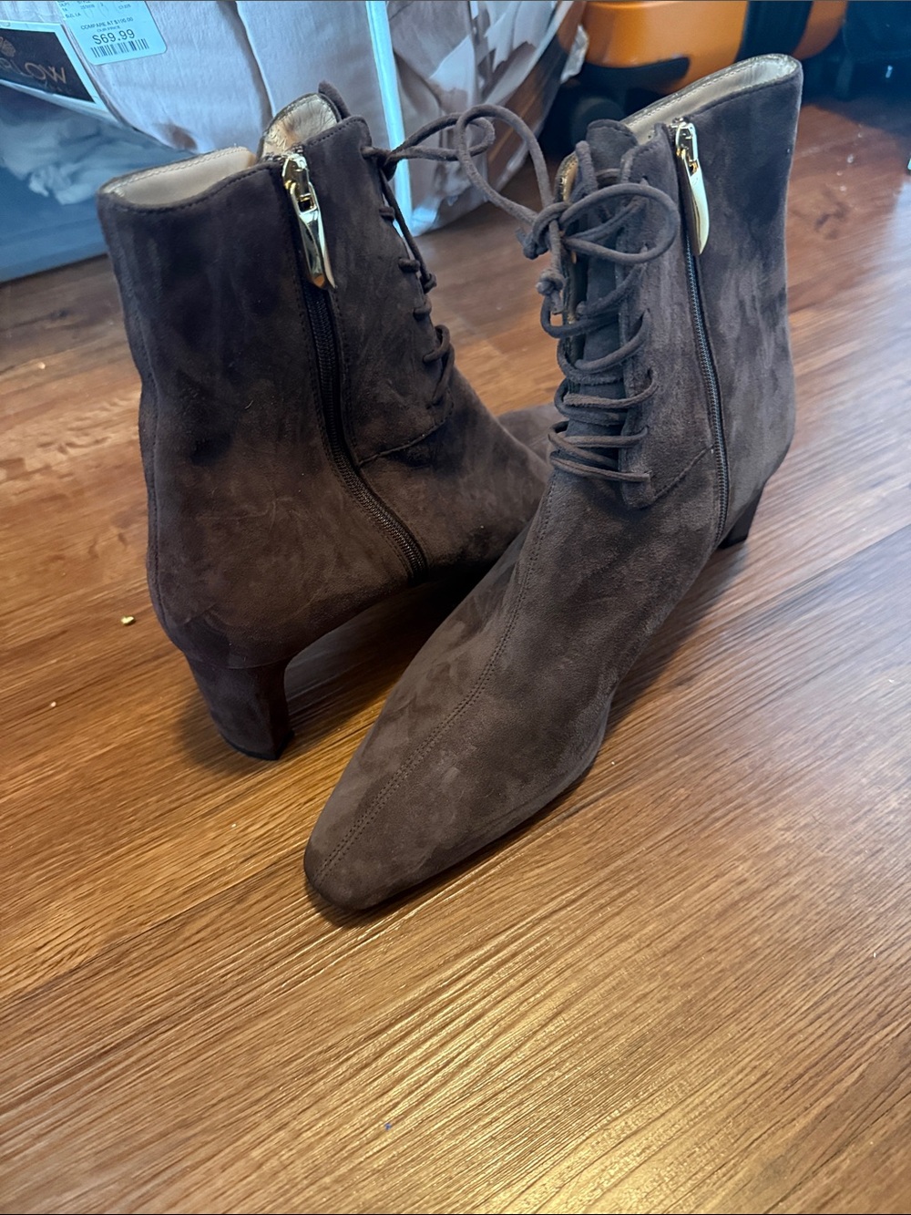 LK Bennett Dark Brown Suede Lace-Up Ankle Boots